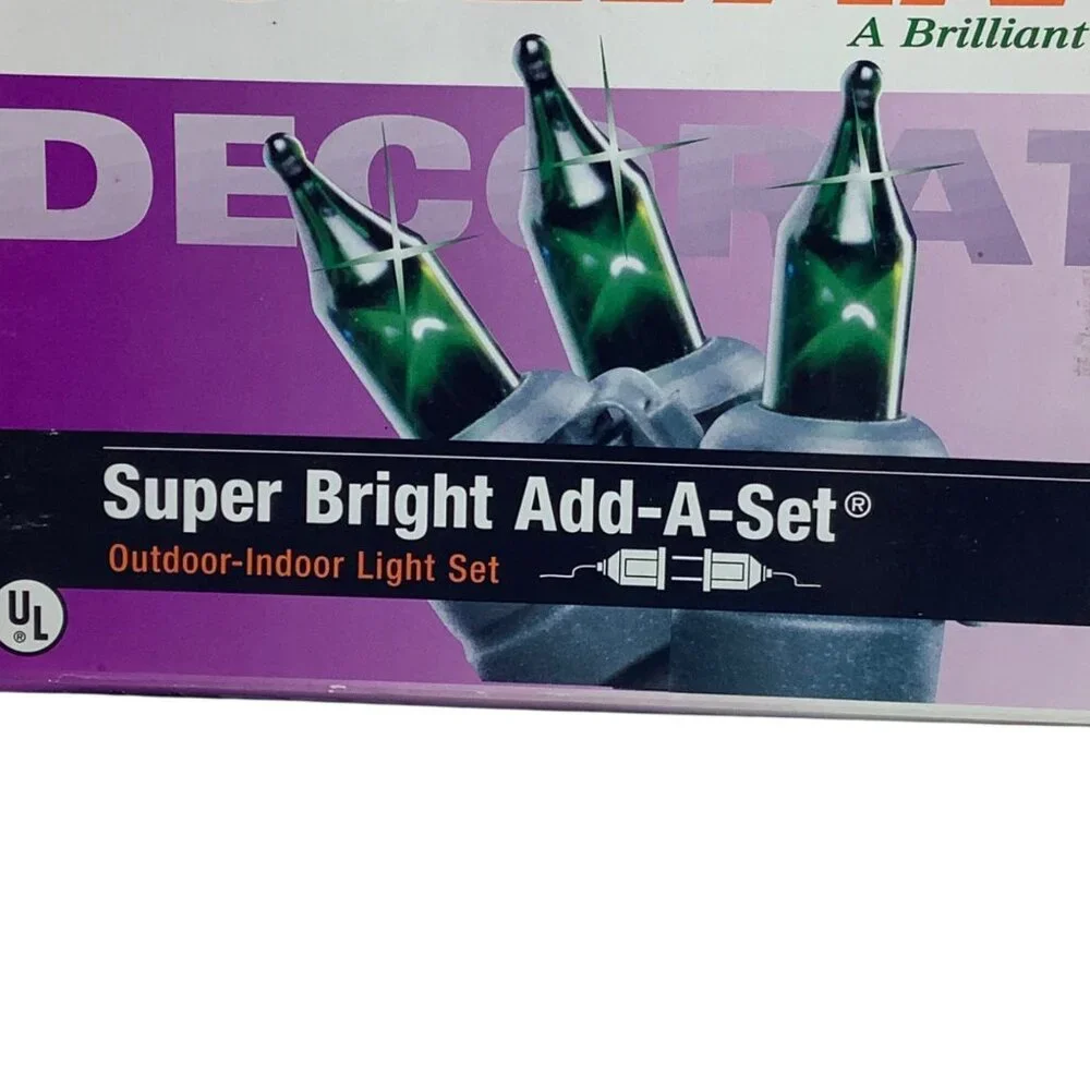 Sylvania 100 Super Bright Add-A-Set Outdoor-Indoor Christmas Light Set 46 Ft NeW